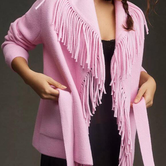 Anthropologie NVLT Medium Size Fringe Knit Jacket Sweater Cardigan - Picture 4 of 4